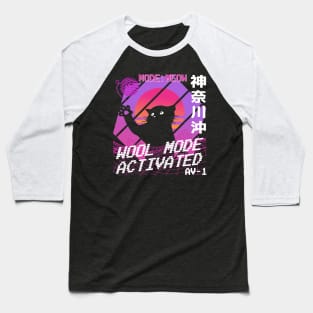 Vaporwave Aesthetic Style 80th Synthwave Cat Baseball T-Shirt